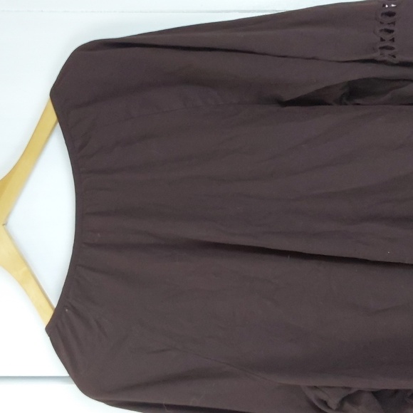 Charter Club Chocolate Brown boho Peasant Tassel Top Eyelets Neutral Sz.2X - Picture 6 of 6